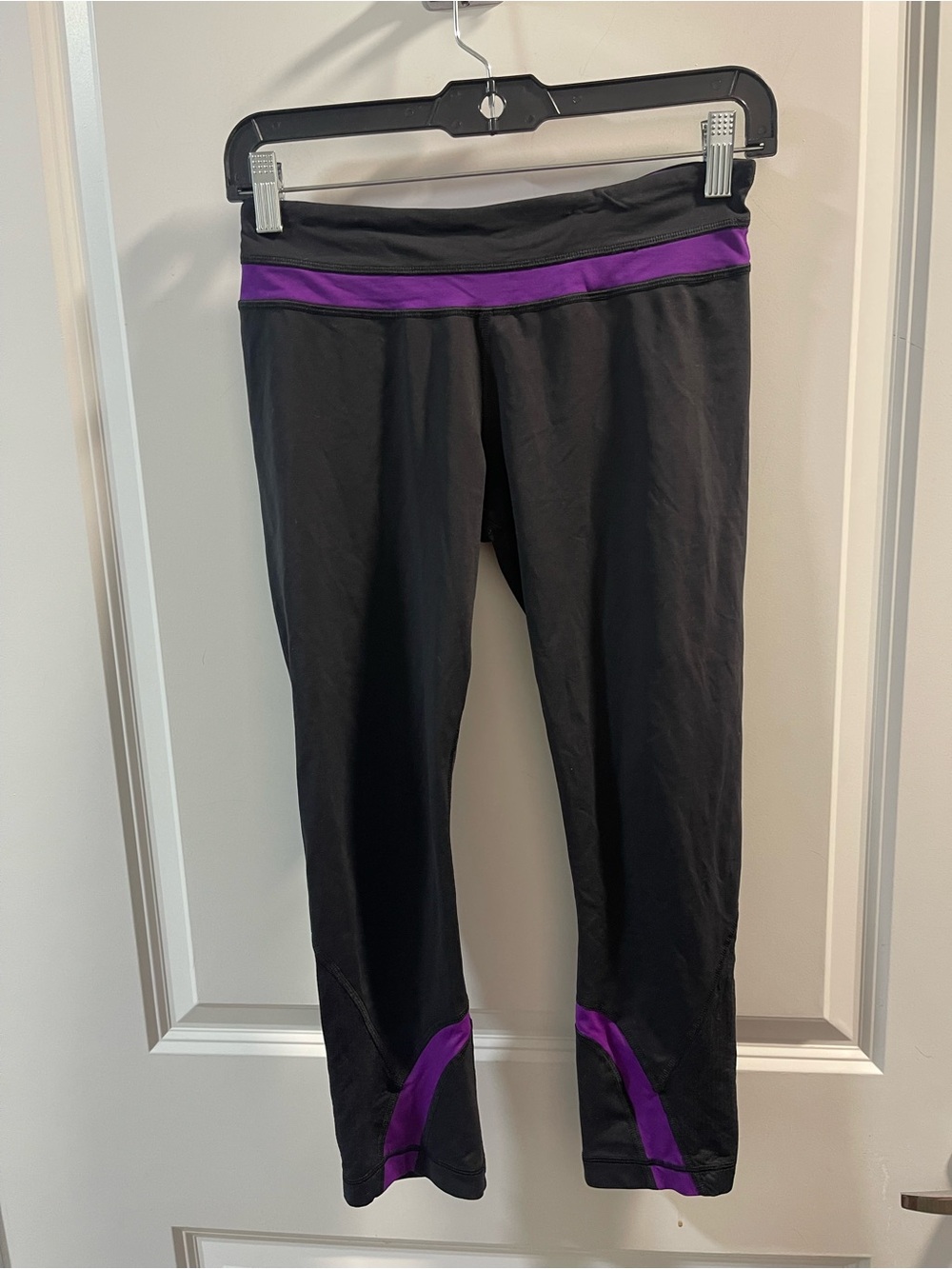 lululemon athletica Black Capri Leggings with Purple Waistband - Picture 1 of 4
